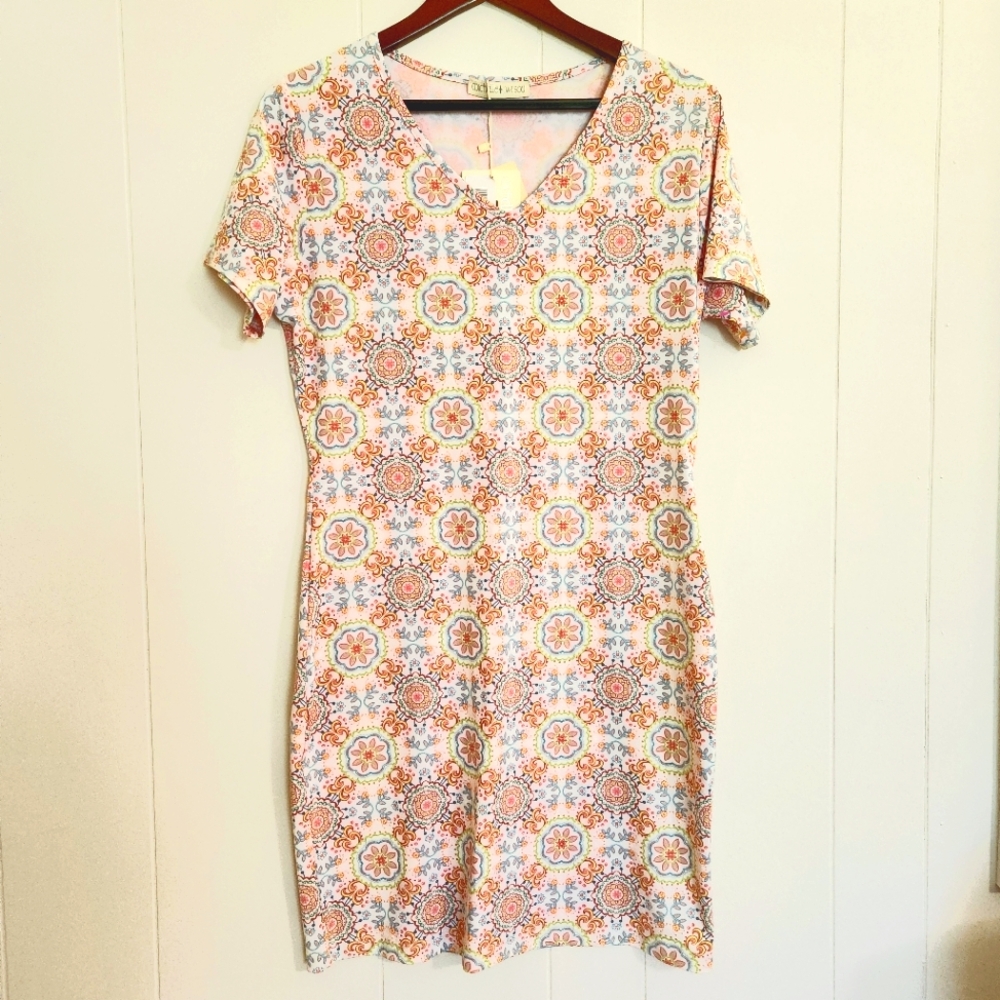 Michelle Parisou Boutique Summer V-Neck Dress, Size  L